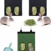 Small Animal Lucky Interests | Lucky Interests 3 Pcs Rabbit Hay Feeder Bag, 2 Holes Guinea Pig Hay Feeder Storage Oxford Cloth Fabric Hanging Feeding Holders For Chinchilla, Hamsters, Bunny With Mini Broom And Dustpan(Green, Black)