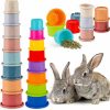 Small Animal SKYWHALE | Skywhale Bunny Toys, Stacking Cups For Rabbits, 8Pcs Stackable Plastic Pet Nesting Snack Cup, Chinchilla, Guinea Pig And Parrot Enrichment Toys For Hiding Food And Playing