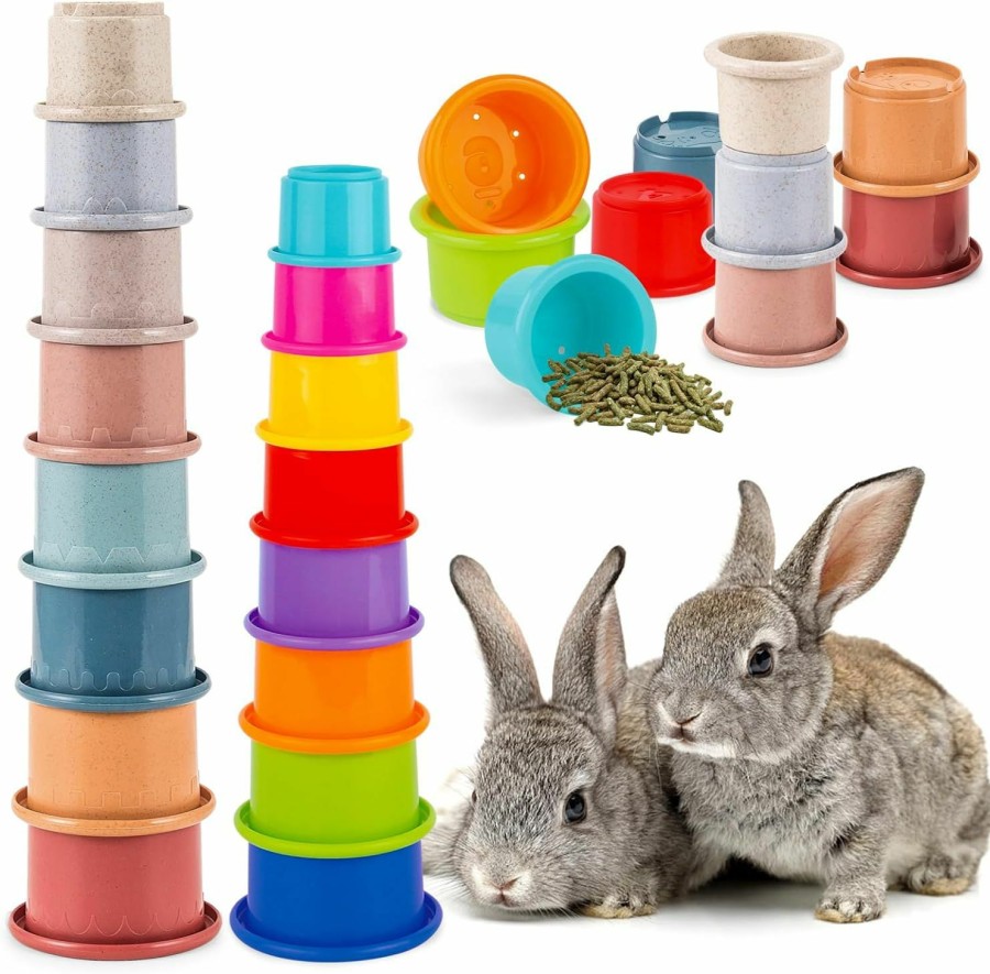 Small Animal SKYWHALE | Skywhale Bunny Toys, Stacking Cups For Rabbits, 8Pcs Stackable Plastic Pet Nesting Snack Cup, Chinchilla, Guinea Pig And Parrot Enrichment Toys For Hiding Food And Playing