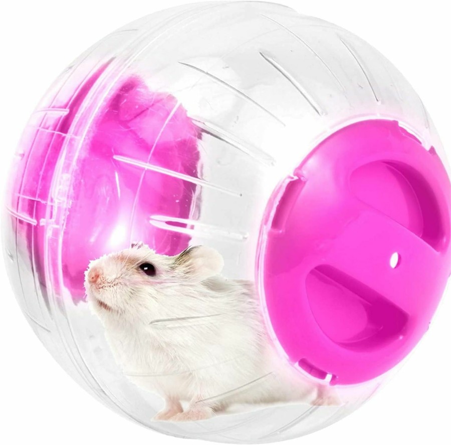 Small Animal WNZQK | New Cute Dwarf Hamster Running Ball 4.7 Inches Crystal Ball For Hamsters Small Silent Exercise Wheel Small Animals Cage Accessories Small Animal Pet Toys Ball Mouse Ball (Pink)