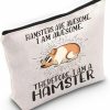 Small Animal LEVLO | Levlo Hamster Cosmetic Makeup Bag Hamster Lover Gift Hamsters Are Awesome Makeup Zipper Pouch Bag For Hamster Owner (Hamsters Are Awesome)