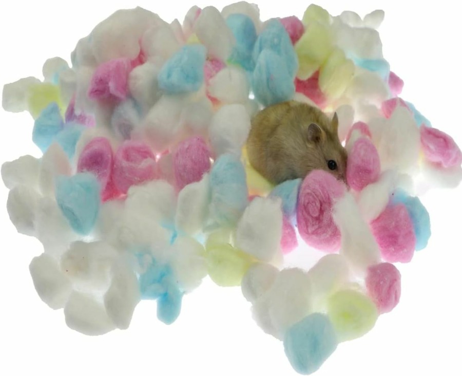 Small Animal Nuatpetin | Hamster Winter Warm Cage Cotton Balls Filler 432 Count, Natural Fluffy Cotton Small Animals Cage Accessories For Cold Weather Cozy Hamster Bedding Cotton Soft Snow Decor For Habitats Hideout Cushion