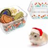 Small Animal Acsist | Acsist 2 Pack Glass Hamster Food Bowl Guinea Pig Food Dish Bowl Bunny Feeding & Water Bowls For Small Animals Syrian Hamsters Gerbil Ferret Mice Rats Rabbit Chinchilla Hedgehog (White Daisy)