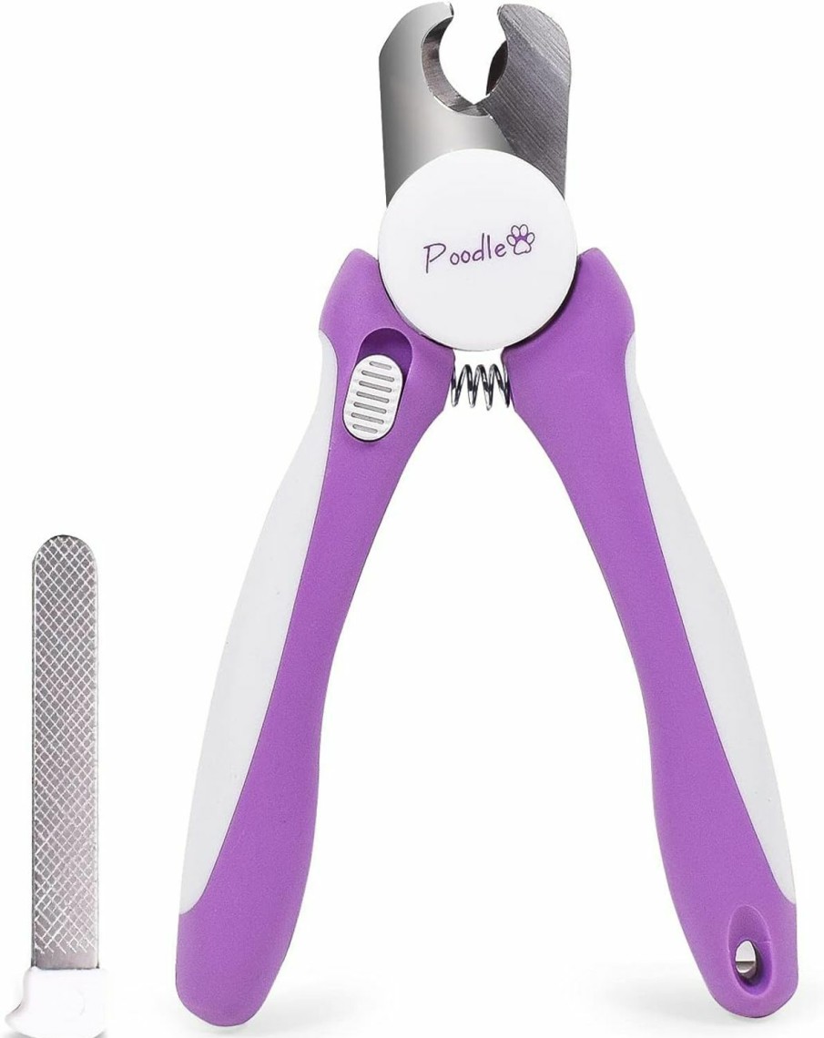 Small Animal Poodlie | Professional Nail Clippers With Safety Guard For Dogs & Cats By Poodle Pet- Pet Grooming Clippers With Stainless Steel Blades For Smooth Cuts- Dog Nail Trimmers With Hidden File For Large Dogs