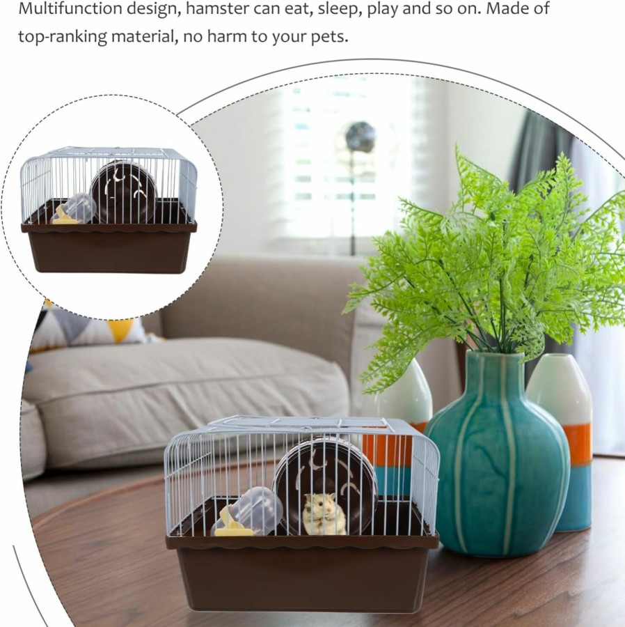 Small Animal VILLCASE | Villcase Pet Hamster Cage, Hamster Carrier Cage With Running Wheel And Water Bottle, Portable Outgoing Cage Hamster Carry Case Cage For Small Pet Hedgehog Sugar Glider Squirrel