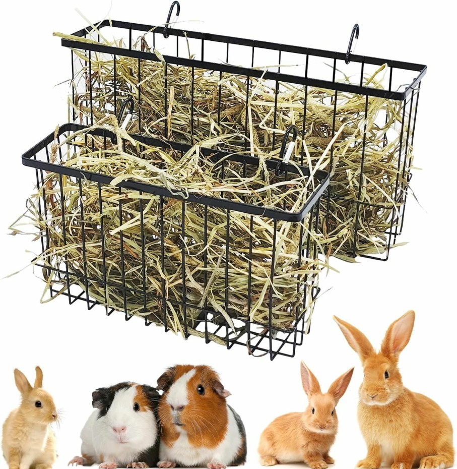 Small Animal kathson | Kathson Rabbit Hay Feeder 2 Pack, Metal Bunny Hay Rack For Cage With Hooks, Rabbit Hay Holder For Bunny Guinea Pig Chinchilla