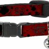 Small Animal Buckle-Down | Buckle-Down Breakaway Cat Collar - Snow White Poses/Apple Halftone Reds/Black - 1/2\" Wide - Fits 9-15\" Neck - Large