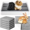 Small Animal Ziliny | Ziliny Rabbit Litter Box With 6 Pcs Waterproof Washable Pee Mat Guinea Pig Habitat Training Pan Cage Toilet Tray Bunny Reusable Small Animal Potty Trainer Box Fleece Liner For Rat Ferret Hamster