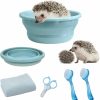 Small Animal JSLZF | Jslzf Hedgehog Supplies Hedgehog Bath Kit Plastic Foldable Hedgehog Bathtub, Hedgehog Nail Clippers, 2Pcs Bathing Brush, Bath Towel, Pet Guinea Pig Bath For Small Animal