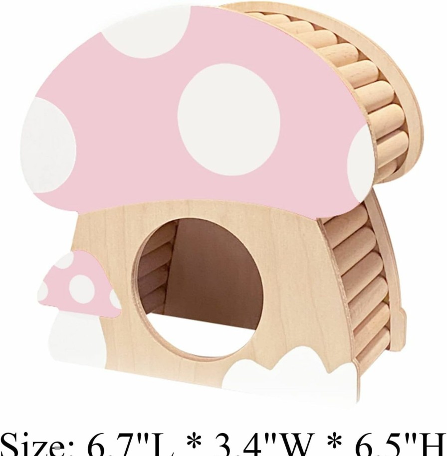 Small Animal CAREUPET | Hamster Mini House, Mushroom-Shaped Wood Hide Home For Dwarf Hamsters, Rat, Gerbils, Syrian, Mice, Small Animals Hideout Habitat Hut, Wooden Hamster Hideaway Toys, Indoor Cave Cage Accessories