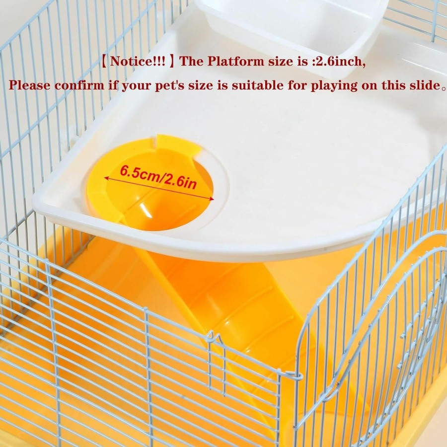 Small Animal Misyue | Misyue Two-Floors Small Animal Carrier Cage With Platform,Water Bottle And Food Basin Ideal For Temporary Carrier Or Transport For Dwarf,Syrian Hamster,Ferrets, Hedgehog And Gerbil(Yellow)