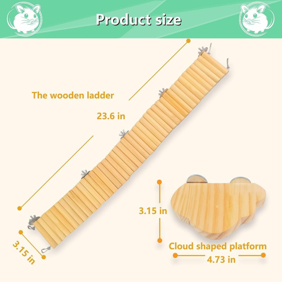 Small Animal Sysmashing | Sysmashing Hamster Suspension Bridge Toy,Small Animal Climbing Toys,Chinchilla Cage Natural Wood Flexible Platform Toy,Suitable For Hamsters, Chinchillas, Guinea Pigs, Birds, Small Animals