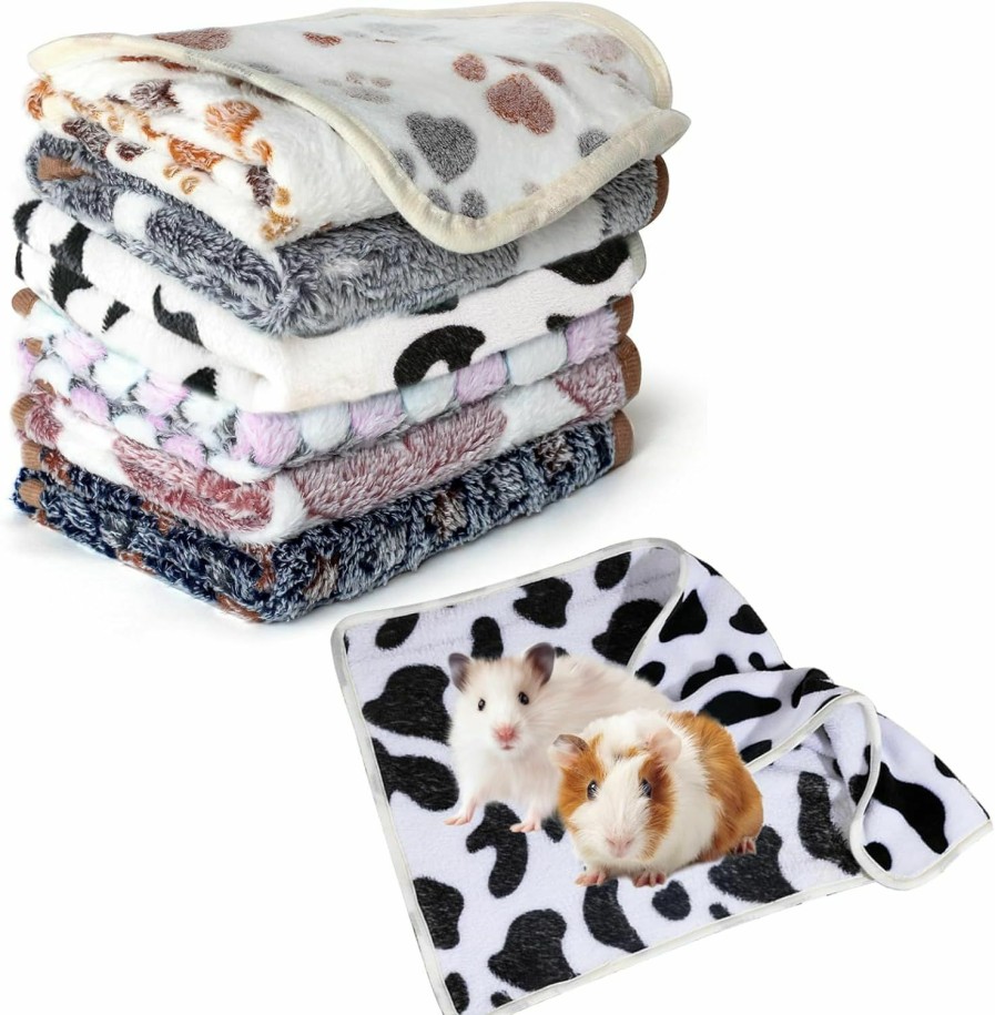 Small Animal YedsIntu | Absorbent Guinea Pig Blankets 6 Pcs Washable Small Animal Fleece Bedding Waterproof Cage Liners Reusable Pet Pee Pad Sleep Mat Pad Cover For Chinchilla Hedgehog Hamster Ferret Rabbit (16\"X24\")