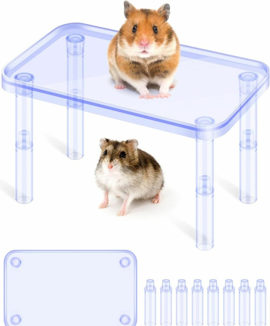 Small Animal Bissap | Bissap Hamster Platform, Plastic Play Platform Mice Stand Platform For Dwarf Syrian Hamsters Gerbils Mice Degus Or Other Small Pets Cage Accessories - Transparent