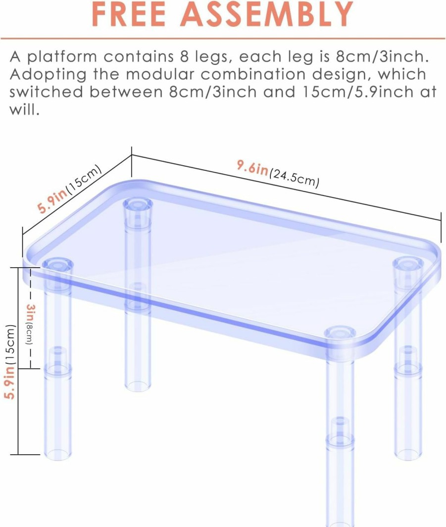 Small Animal Bissap | Bissap Hamster Platform, Plastic Play Platform Mice Stand Platform For Dwarf Syrian Hamsters Gerbils Mice Degus Or Other Small Pets Cage Accessories - Transparent