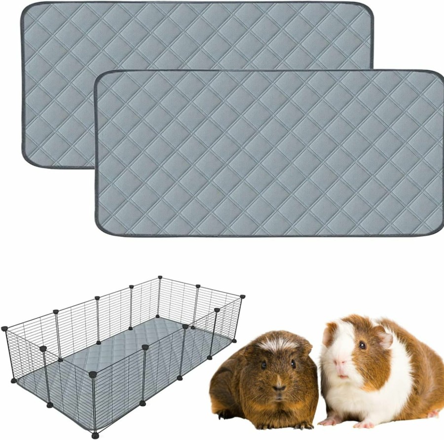 Small Animal WCDJOMOP | 2 Pack Guinea Pig Cage Liners - Washable Guinea Pig Pee Pads, Waterproof Reusable & Anti Slip Bedding Fast Super Absorbent Pee Pad For Small Animals Cages Rabbit Hamster Rat (24''X47'' (2 Pack), Grey)