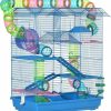 Small Animal PawHut | Pawhut 18.5\" 5 Tier Hamster Cage With Tubes And Tunnels, Small Animal Cage, Rat Gerbil Cage With Water Bottle, Food Dish, Exercise Wheel, Blue