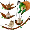 Small Animal MUYG | Muyg Hamster Hammock,Small Animal Hanging Hideout Tunnel Sleeping Set Plush Swing Warm Bed House Cage Nest Accessories For Sugar Glider,Squirrel,Black(5 Pcs)