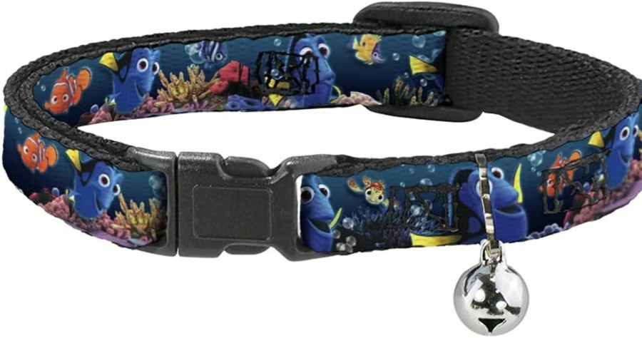 Small Animal Buckle-Down | Buckle-Down Breakaway Cat Collar - Dory Poses & Friends Under The Sea - 1/2\" Wide - Fits 9-15\" Neck - Large