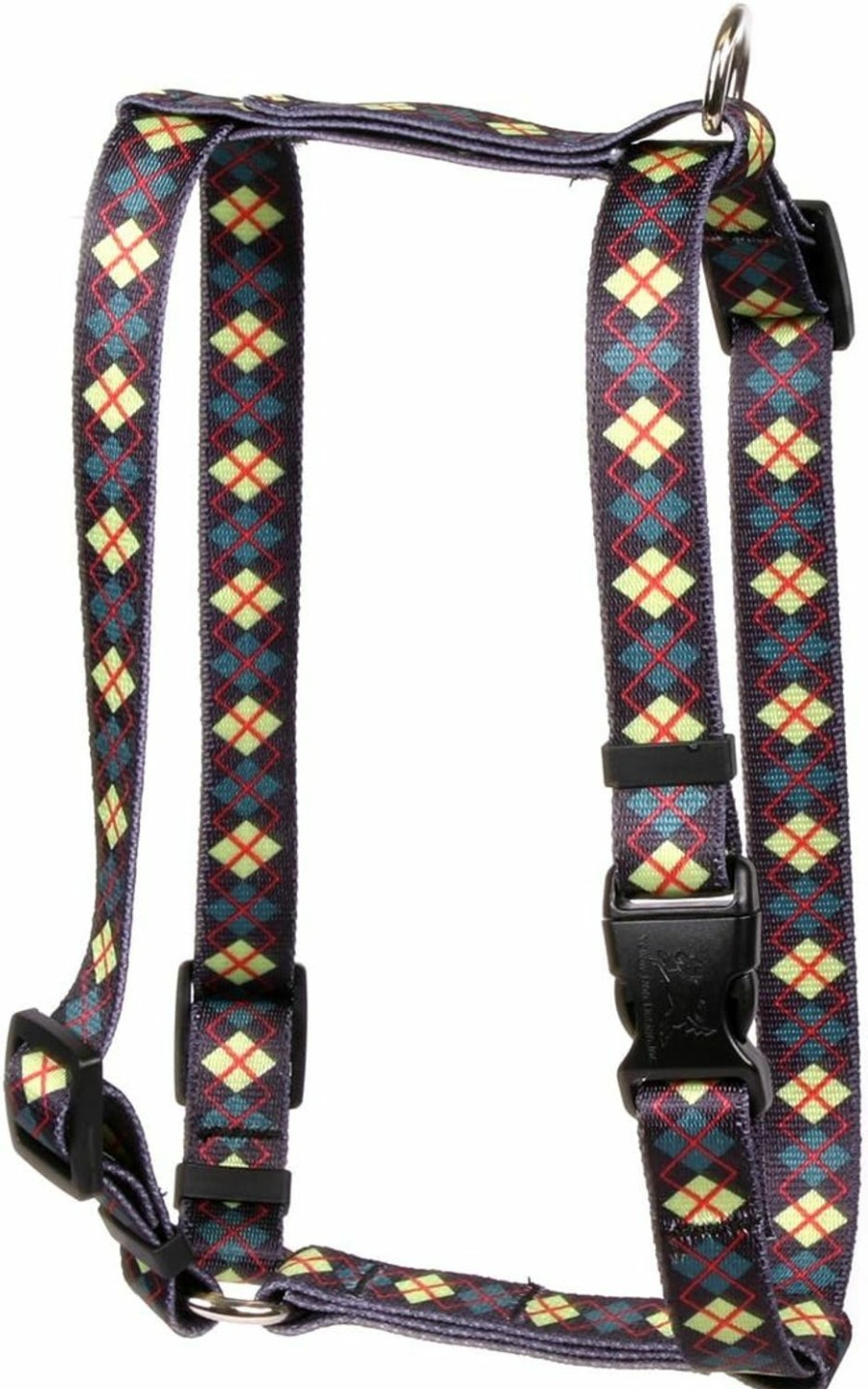 Small Animal Yellow Dog Design | Yellow Dog Design Green Argyle Roman Style H Dog Harness, Small/Medium