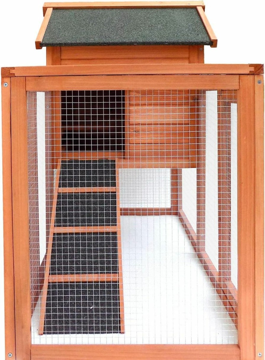 Small Animal SPOFLYINN | Spoflyinn Wooden Pet House Rabbit Bunny Wood Hutch House Easily Assembled Chicken Coop Kennels For Small Animals Duck Rabbit Hen Light Brown