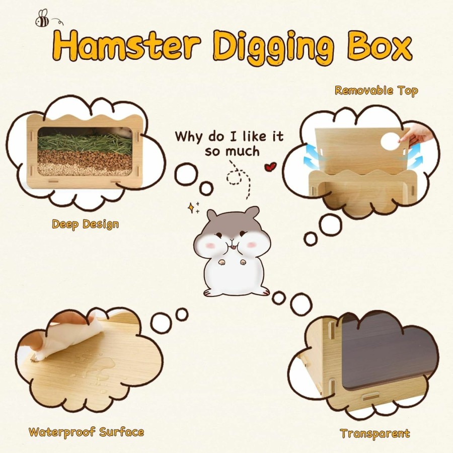 Small Animal Rubor | Rubor Hamster Digging Box Syrian Visible Hideout And Exploration House With Acrylic Transparent Board For Dwarf Gerbils Mice Degus Or Other Small Pets