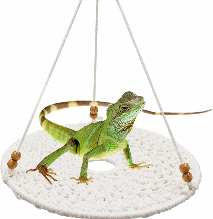 Small Animal Oooct | Oooct Reptile Hammock Swing Hanging Bed, Cute Lizard Swing Toy, Cotton Lizard Bed, Reptile Summer Bed For Bearded Dragon Leopard Gecko Lizard Birds Parrots Rats (White)