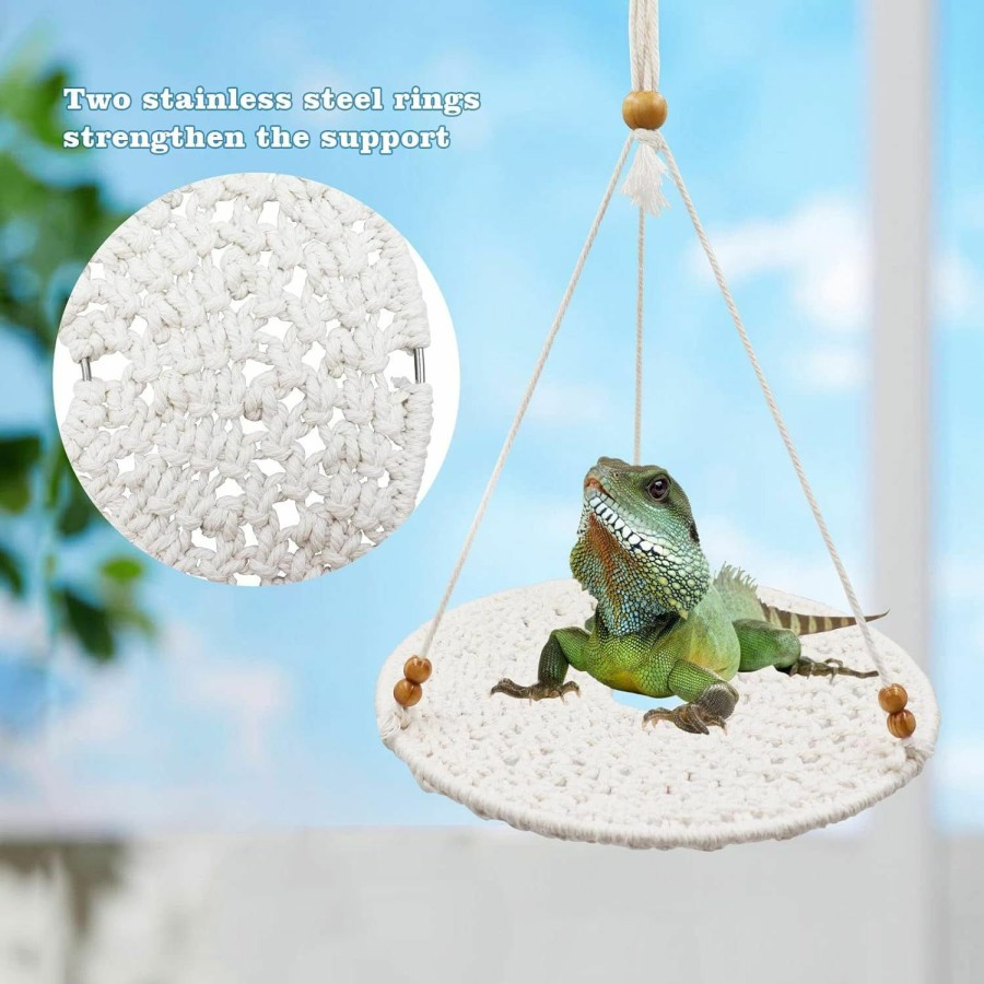 Small Animal Oooct | Oooct Reptile Hammock Swing Hanging Bed, Cute Lizard Swing Toy, Cotton Lizard Bed, Reptile Summer Bed For Bearded Dragon Leopard Gecko Lizard Birds Parrots Rats (White)