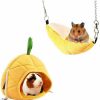 Small Animal Hotumn | Hotumn 2 Piece Hamster Cage Soft Hammock Bed Small Pet House Hamster Nest Chinchilla Sleep And Play (Banana + Pineapple, Yellow)