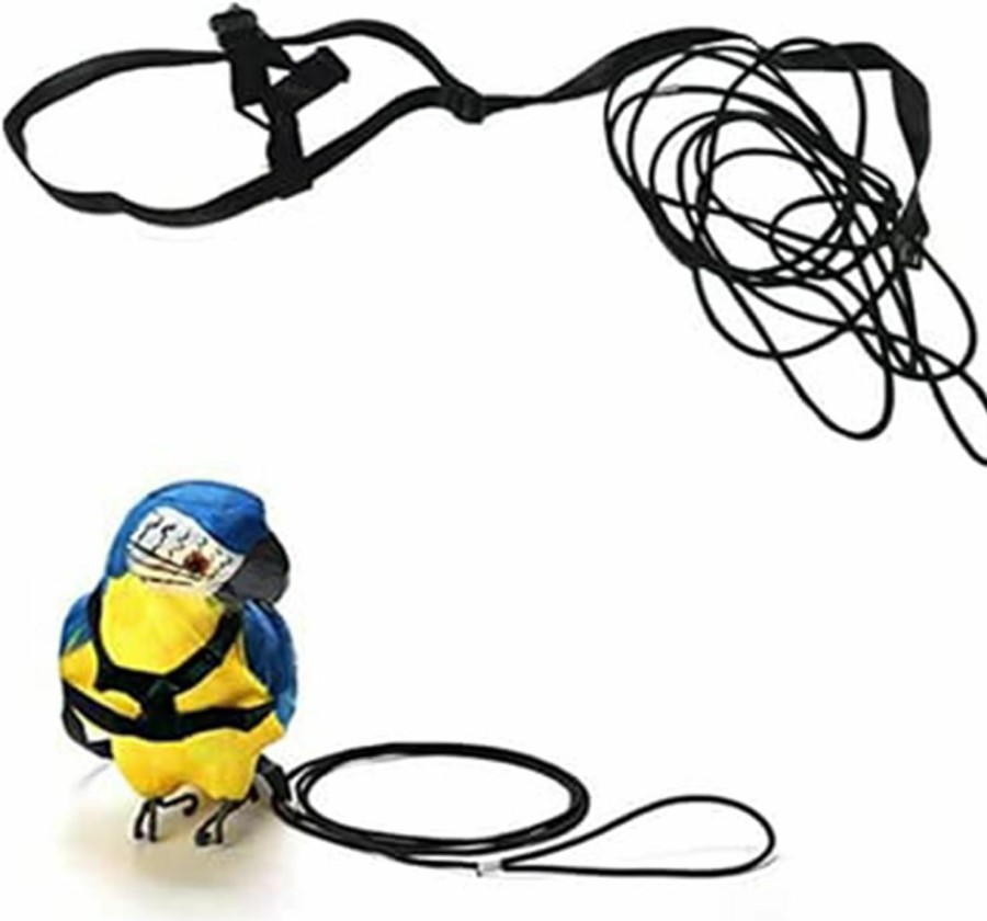 Small Animal ASOCEA | Asocea Bird Parrot Harness Leash Adjustable Anti-Bite Flying Training Rope Pet Outdoor Traction Lead For Budgerigar Lovebird Cockatiel Mynah Small Birds - Black