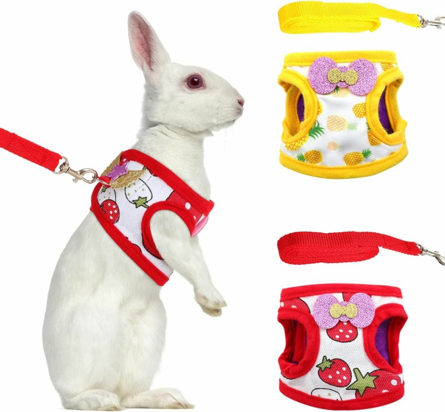 Small Animal Preferhouse | Preferhouse 2 Pieces Vest Harness For Rabbit Hamster Guinea Pig, Small Animals Leash Set Adjustable Bunny Harness For Out Walking, Snow-S