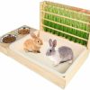 Small Animal CheeFun | Rabbit Hay Feeder With Litter Box: 3 In 1 Wooden Bunny Litter Pan With Hay Rack For Small Pets Guinea Pig Hamster