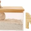 Small Animal apott | Apott Hamster Sand Bath Box With Ladder Small Animal Shower Digging Room Arcylic Pet Container Accessories For Gerbils Chinchilla, With Wood Cover, Large