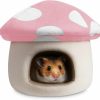 Small Animal Hollypet | Hollypet Warm Small Pet Animals Bed Dutch Pig Hamster Nest Hedgehog Rat Chinchilla Guinea Habitat Mini House, Red Mushroom