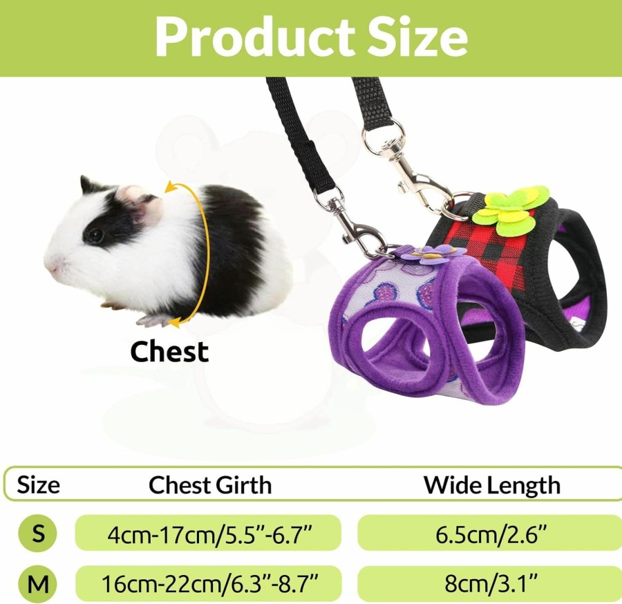 Small Animal Preferhouse | Preferhouse Hand Made Harness Vest And Leash Set For Hamster Rats Iguana Bearded Dragon Baby Ferret Soft&Adjustable Small Purple