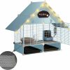 Small Animal HEYJOY | Rabbit Cage Indoor Bunny Hutch 2 Tier Large Guinea Pig Hamster House Small Animals Outdoor Pet With Removable Pull-Out Trays Waterproof Roof Accessories For Ferret Chinchilla Hedgehog,Blue