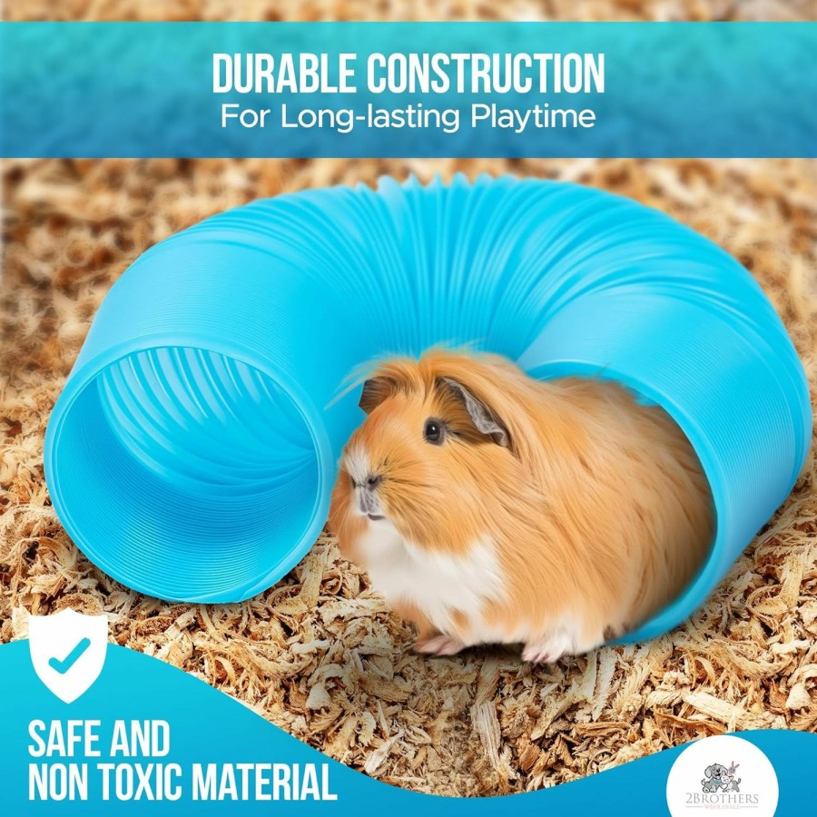 Small Animal 2 Brothers Wholesale | Guinea Pig Tunnels And Hamster Tubes - Fun Ferret Tunnels - Ideal Rat Cage Accessories - Collapsible Guinea Pig Toys For Boredom Relief - Blue