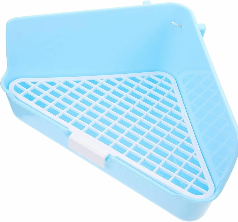 Small Animal generic | Triangle Potty Trainer For Rabbits - Plastic Corner Rabbit Litter Box Pet Pan For Baby Rabbit Chinchillas Small Guinea Pigs Ferrets Galesaurs - Blue