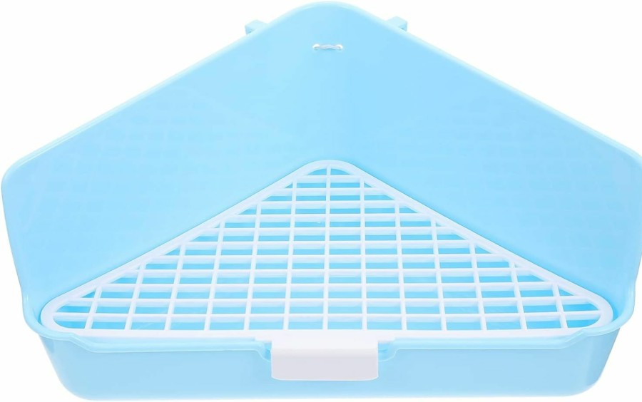 Small Animal generic | Triangle Potty Trainer For Rabbits - Plastic Corner Rabbit Litter Box Pet Pan For Baby Rabbit Chinchillas Small Guinea Pigs Ferrets Galesaurs - Blue