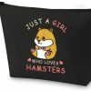 Small Animal G2TUP | G2Tup Hamster Cosmetic Bag Hamster Lover Gift Just A Girl Who Loves Hamsters Zipper Bag For Animal Lover(Hamsters T)