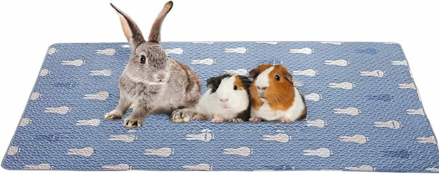 Small Animal kathson | Kathson Rabbit Cage Liners Washable Super Absorbent Sleep Pad Bed For Guinea Pig Small Animals Reusable Fleece Bedding Anti-Slip Mats For Bunny Hedgehog Kitten Chinchilla (27.5 X 59Inch)