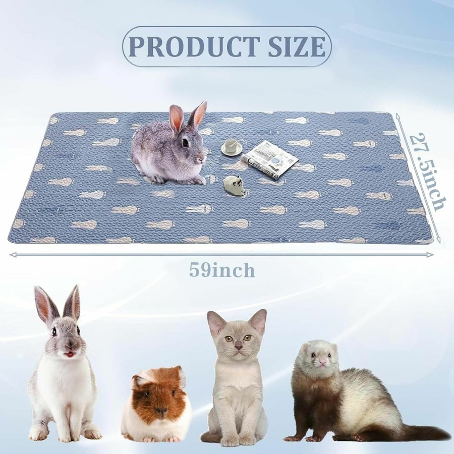 Small Animal kathson | Kathson Rabbit Cage Liners Washable Super Absorbent Sleep Pad Bed For Guinea Pig Small Animals Reusable Fleece Bedding Anti-Slip Mats For Bunny Hedgehog Kitten Chinchilla (27.5 X 59Inch)