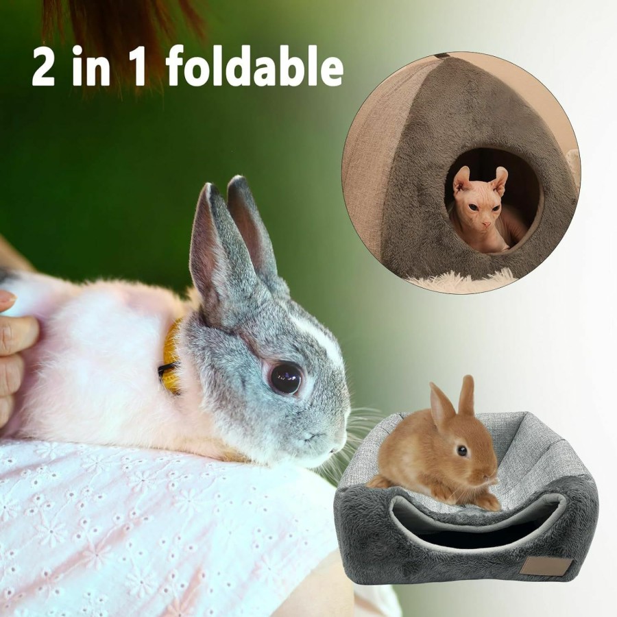 Small Animal Hamiledyi | Hamiledyi Warm Bunny Bed Cave Guinea Pig Hideout Bunny Winter House For Small Rabbits Guinea Pig Ferret Chinchilla Hedgehogs (12.6''X12.6''X13.8''). (Small)