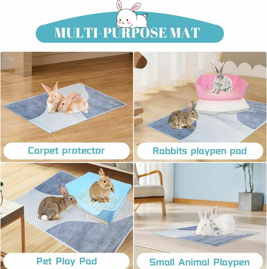 Small Animal PINVNBY | Pinvnby Rabbit Litter Box Mat,Washable Reusable Large Rabbit Litter Pan Mats Waterproof Bunny Cage Liners Small Animal Potty Rug With Anti Slip Bottom Pad For Dogs Bunny Chinchillas Cats