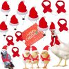 Small Animal Ervige | Christmas Pet Chicken Hat Scarf Set For Hens, 12 Pieces Santa Hat Cloak With Adjustable Chin Strap Cute Decorative For Duck Hens Rabbit Kitten