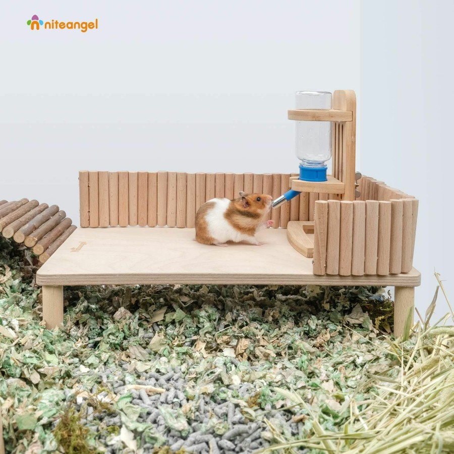 Small Animal Niteangel | Niteangel Hamster Play Wooden Platform For Food Bowl Drinking Bottle And Other Cage Accessories (Wave - 7\" Height)