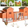 Small Animal HAUSHECK | Hausheck 61''L Large Rabbit Hutch Indoor Outdoor, Wood Bunny Cage With Run, Bunny Hutch Pet House For Small Animals, Waterproof Roof & No Leak Trays