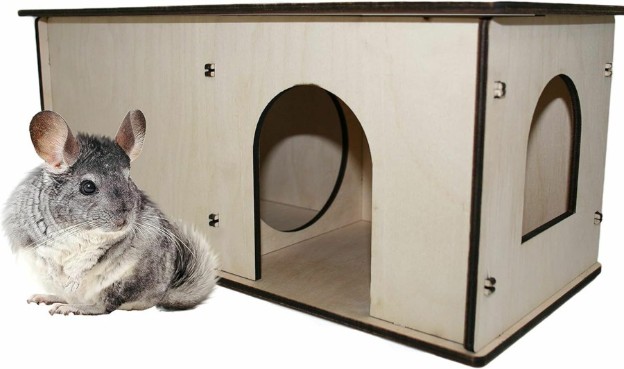 Small Animal PetriStor | Chinchilla Wooden Guinea Pig Hideout - Chinchilla Hideout - Chinchilla Hut - Meerschweinchen Haus - Small Pet Hut - Pig House - Hideout Hut - Chinchilla Nest Box - Small Animal Houses & Habitats 8