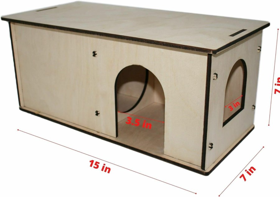 Small Animal PetriStor | Chinchilla Wooden Guinea Pig Hideout - Chinchilla Hideout - Chinchilla Hut - Meerschweinchen Haus - Small Pet Hut - Pig House - Hideout Hut - Chinchilla Nest Box - Small Animal Houses & Habitats 8