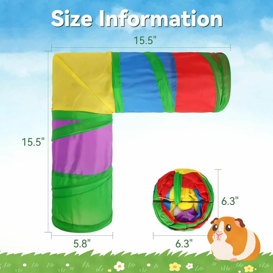 Small Animal Rypet | Rypet Guinea Pig Tunnels And Tubes Collapsible 2 Way And L-Type Tunnel With Interactive Ball Small Animal Activity Tunnel Hideaway Toys For Baby Rabbit Ferret Hamster Chinchilla Hedgehog